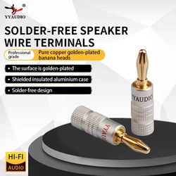 YYAUDIO ¡8 unids/lote! Enchufe de audio Conectores tipo banana de 4,5 mm para cable de altavoz Clips de conector de cable adaptador tipo banana chapado en oro de 24 quilates