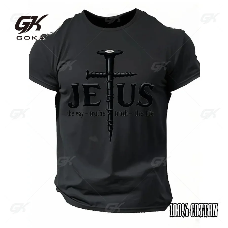 Jesus Nail Cross The Way The Truth The Life Christian Graphic T-Shirt Religious Faith Casual Crewneck Comfortable Tops