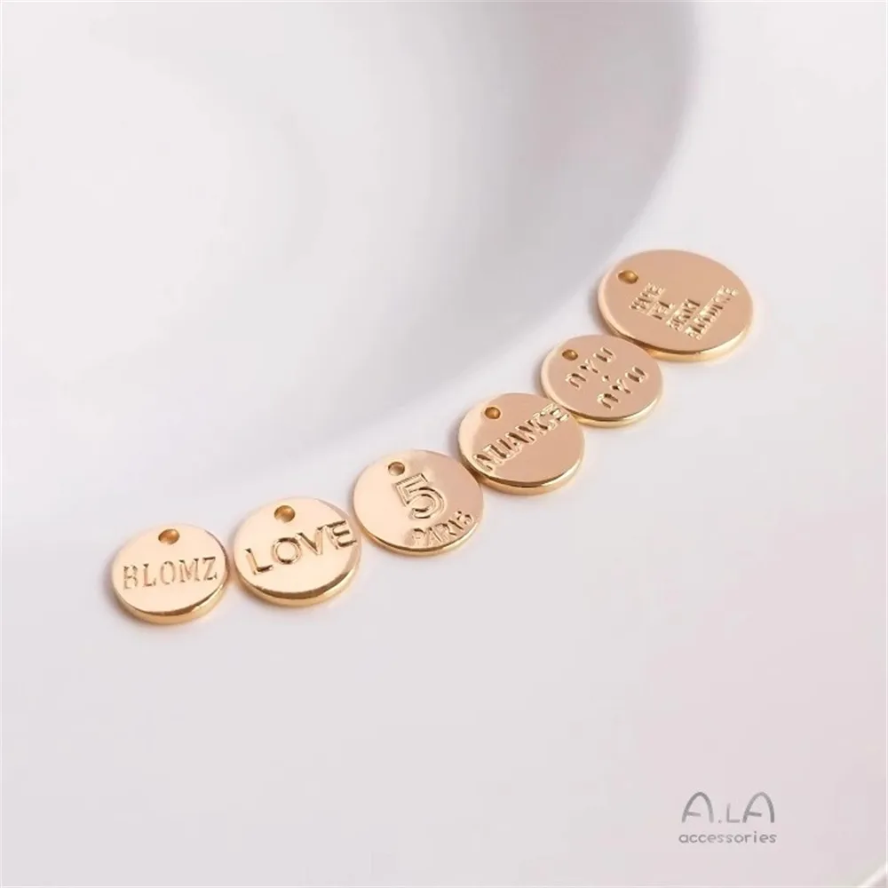 

14K Gold Color Round Moment Letter Small Pendant Handmade Diy Ear Ornaments Round Brand Accessories Necklace Bracelet Pendant