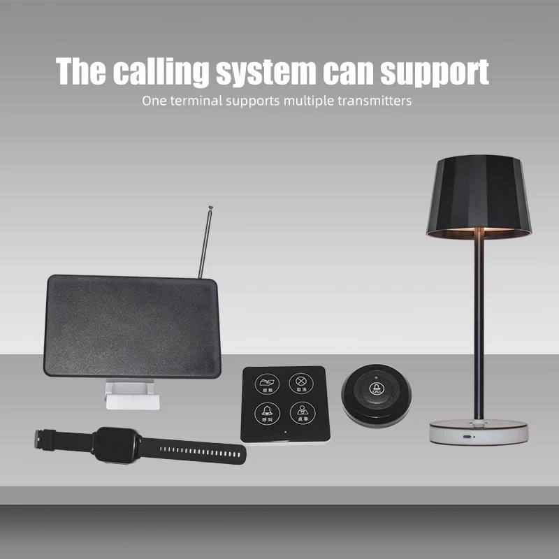 Table Lamp 1200mAh Battery 3W LED Black Type-C Stepless Dimming Touch Switch Metal Call System Lamp for Call The Waiter Remotely