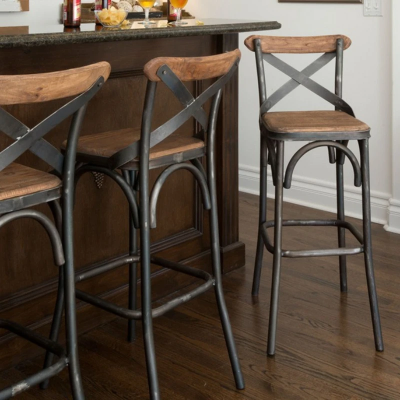 

Wrought iron solid wood high chairs, tables and chairs, cafes, restaurants, bar counters, front desk chairs, bar stools