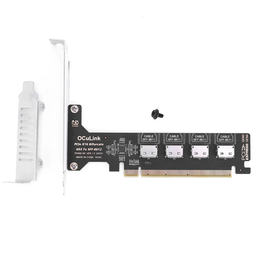 

PCI-Express4.0 16x PCIE съемная к раздвоенной раздвоенной карте 1/4 Oculink для U.2 SSD EGPU внешней док-станции для видеокарты