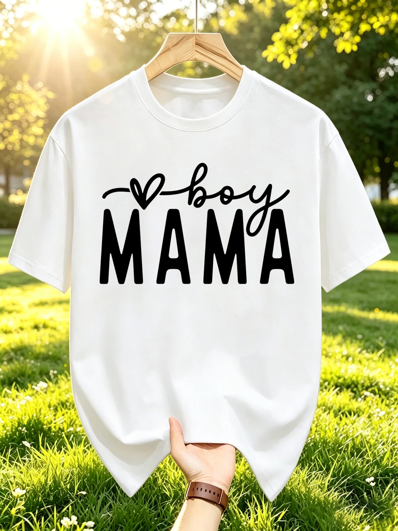 Boy Mama Letter Prints Men Basics T Shirt Cotton Crewneck T-Shirts Summer Breathable Clothes All-Match Unisex Sportswear