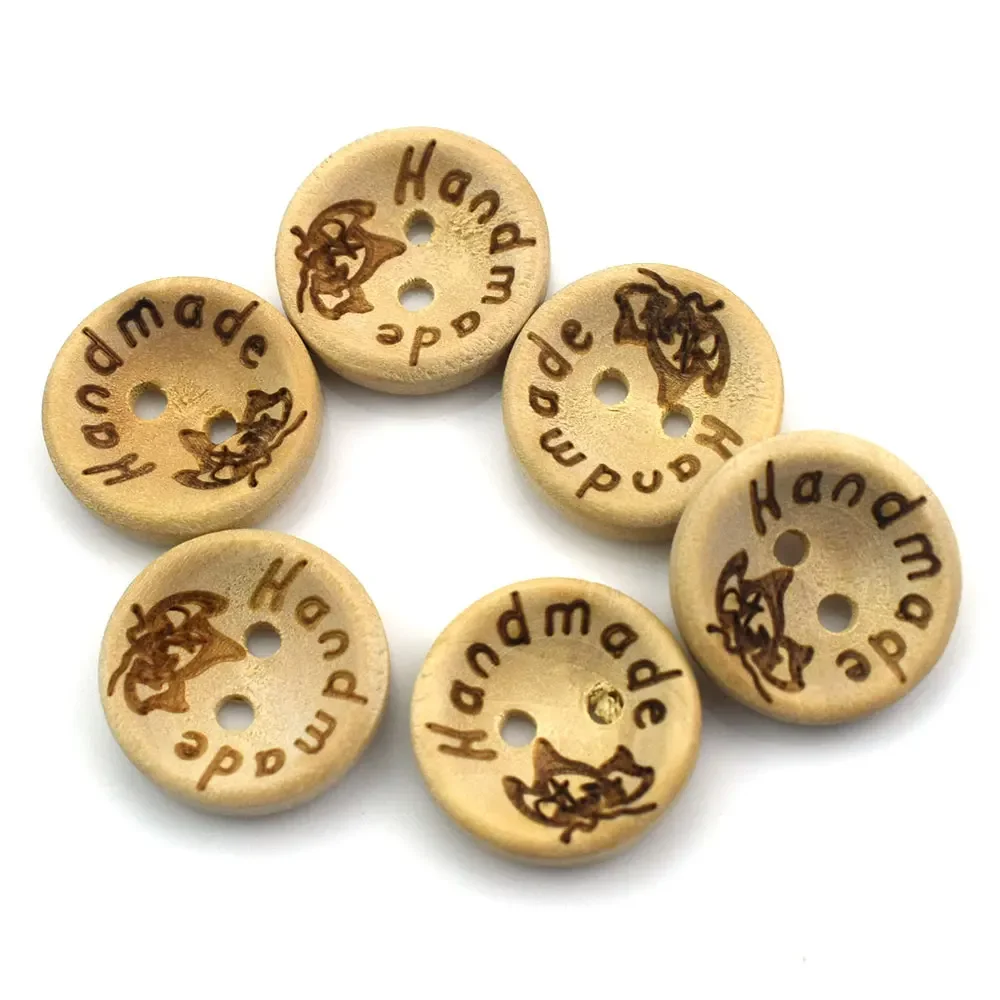 Lèvent en bois pour document naturel, lettres d'amour faites à la main, boutons en bois, artisanat de bricolage, accessoires de déclin pour bébé, 15mm, 20mm, 25mm, 50 pièces