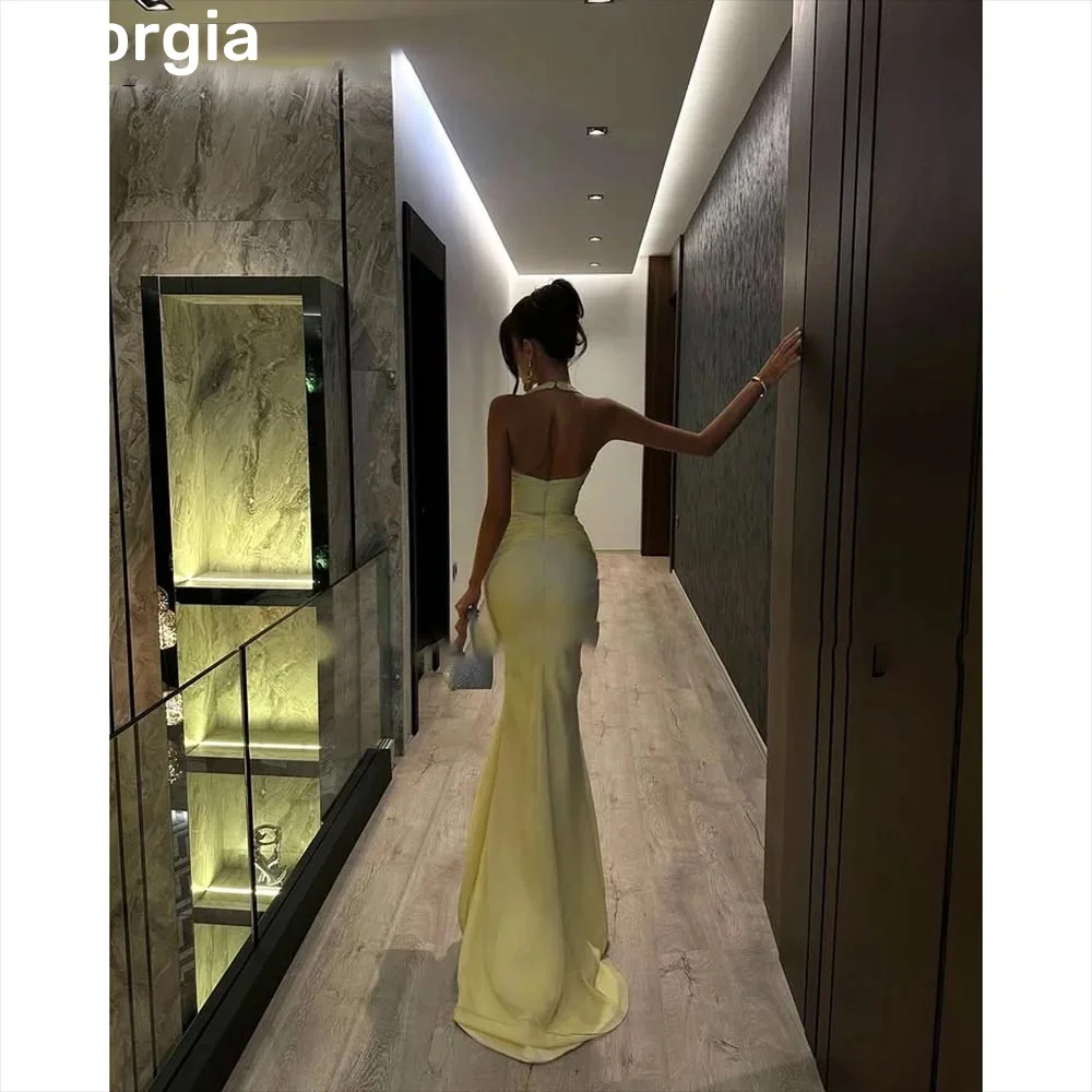 Elegant Customized Halter Mermaid Dresses For Special Events V-Neck Lining Ruffle Zipper Up Sleeveless Birthday Dresses Luxury