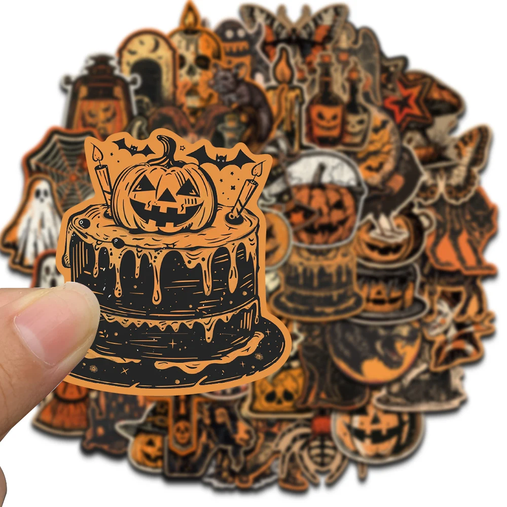 50/100PCS Happy Retro Halloween Sticker Phone Laptop Luggage Pumpkin Scrapbooking Graffiti Office Motorcycle Gift Sticker