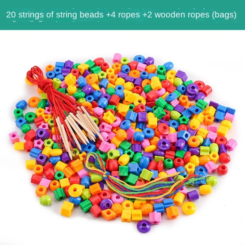 Stringing Toy Montessori Kids Primary Lacing Beads Crafts Training Toys Lacing Beads Toy Star Plastic Rainbow Lacing Beads Toys