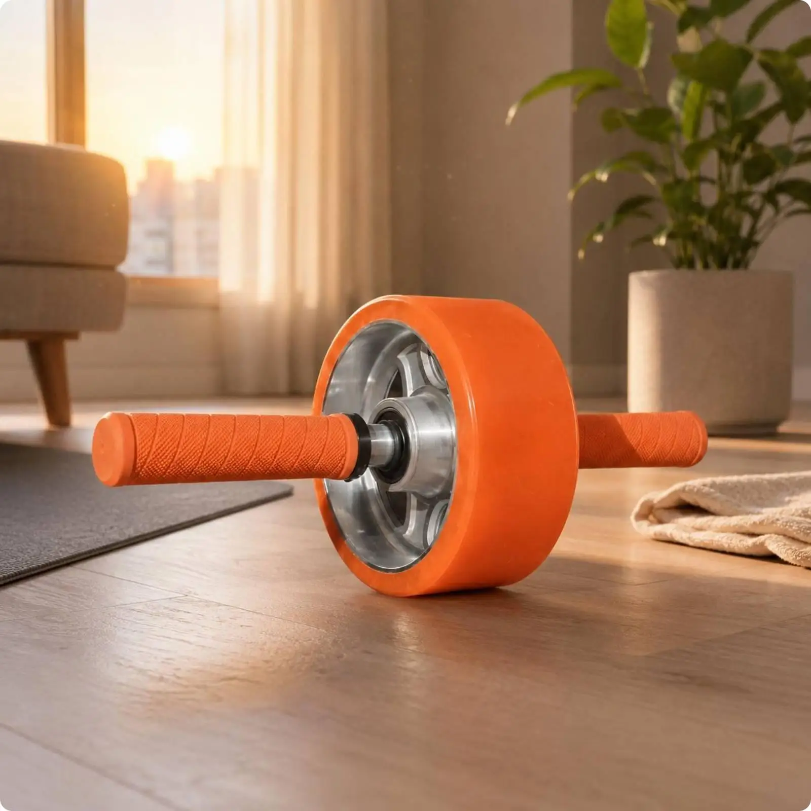 doubleBearing Ab Roller Metal Axle Textured Grip Ab Roller Home Gym
