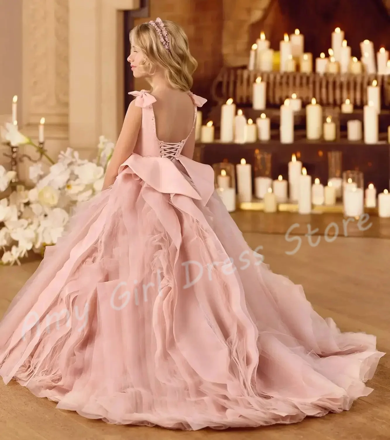 

Розовое платье с цветочным узором для девочек по индивидуальному заказу на свадьбу, многоуровневое платье с открытой спиной и блестками, длиной до пола, элегантное платье Quinceanera для дня рождения, выпускного вечера