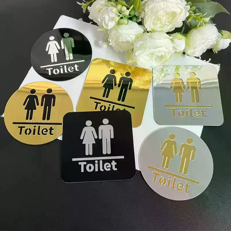 3D Toilet Sign Acrylic Men Women Bathroom Self-Adhesive Wall Sticker DIY Decor For Office Business Hotel Cafe Public Door 10cm