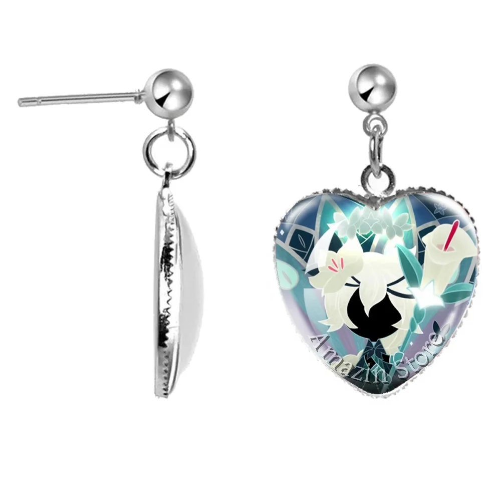 Hot Casual Game Cookie Run Kingdom Ancient Beast Shadow Milk Cookie 20mm Heart Earring Handmade Alloy Accessories Fans Gift