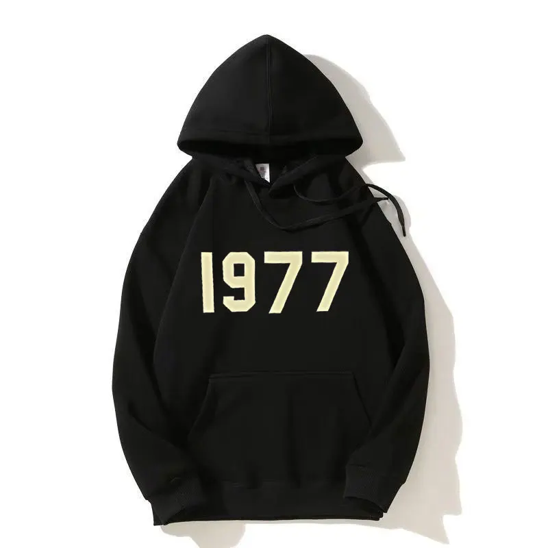 Hot selling men's motorcycle armored hooded sweatshirt, luxurious printed digital 1977, street couple hooded sportswear