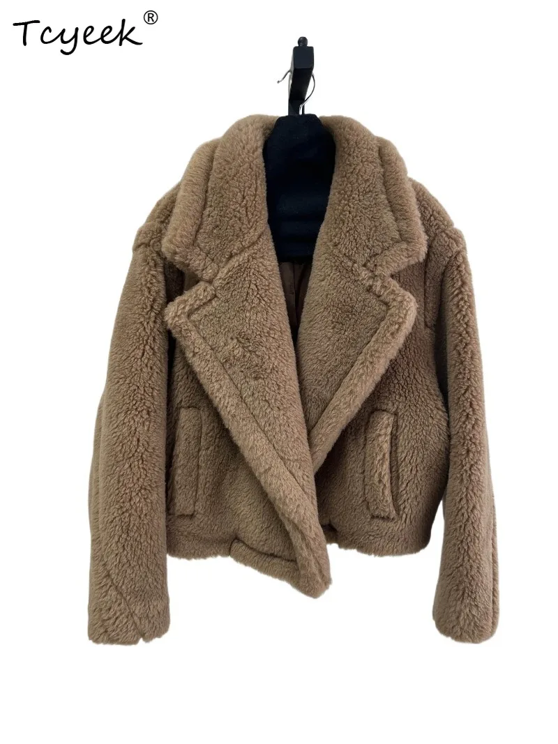 Tcyeek Alpaca Wool Teddy Women Coat Thick Oversized Fur Winter Jacket Short Length Classic Clothing Soft Polo Collar Coats 2026