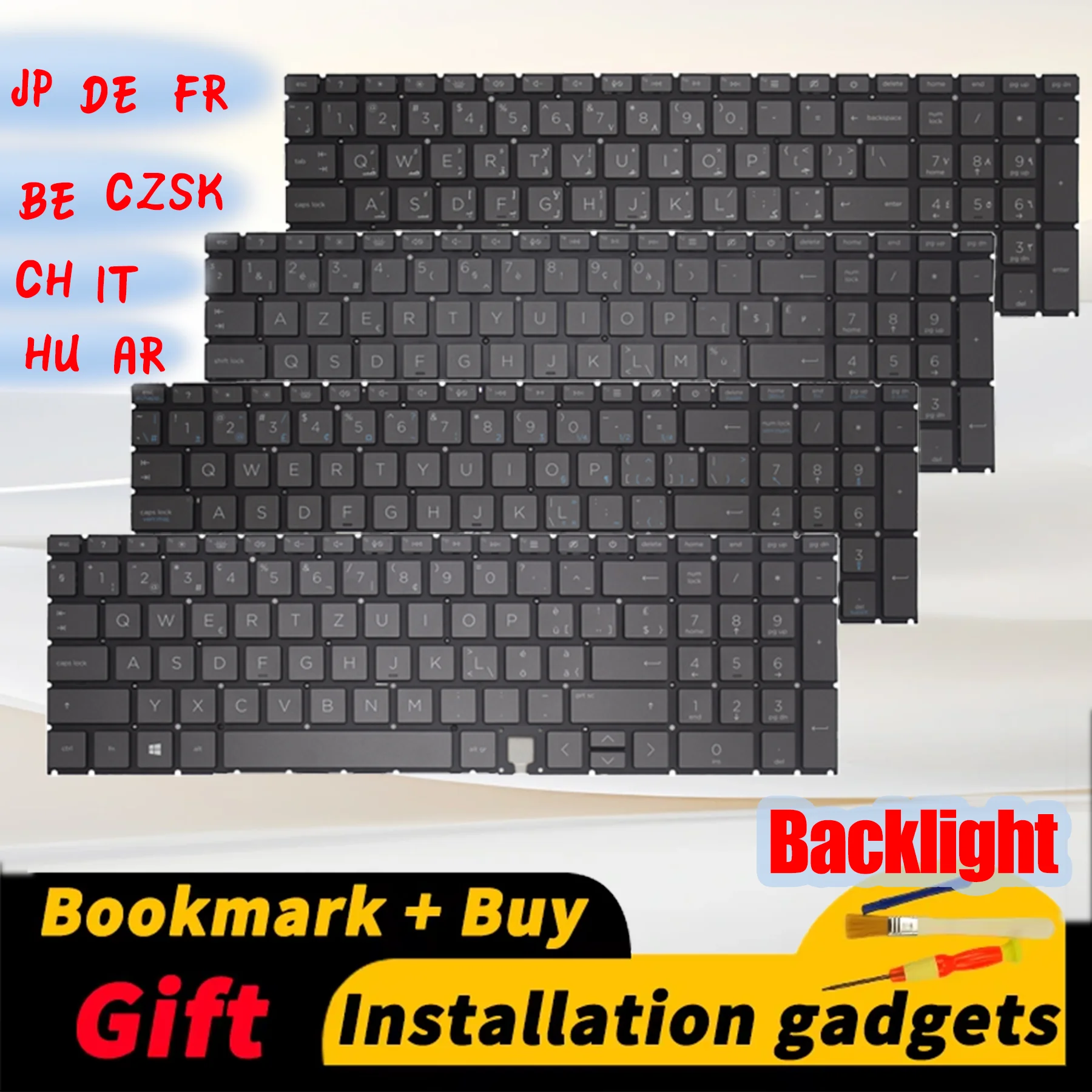 

Suitable for HP Envy X360 15-ED 17-CG 15-EE 15-AG Brown backlit keyboard AR BE CH CZSK DE FR HU IT JP layout