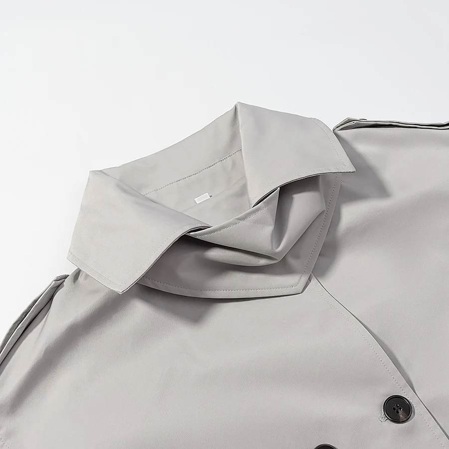 Chaqueta cruzada a la moda para mujer, abrigo elegante de manga larga con cuello alto, gabardina para mujer, ropa de calle