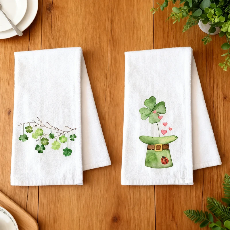 عيد القديس باتريك منشفة كيس الدقيق مع الشامروك عطلة حفلة المنزل الحمام المطبخ منشفة قطنية لوازم الديكور مزرعة
