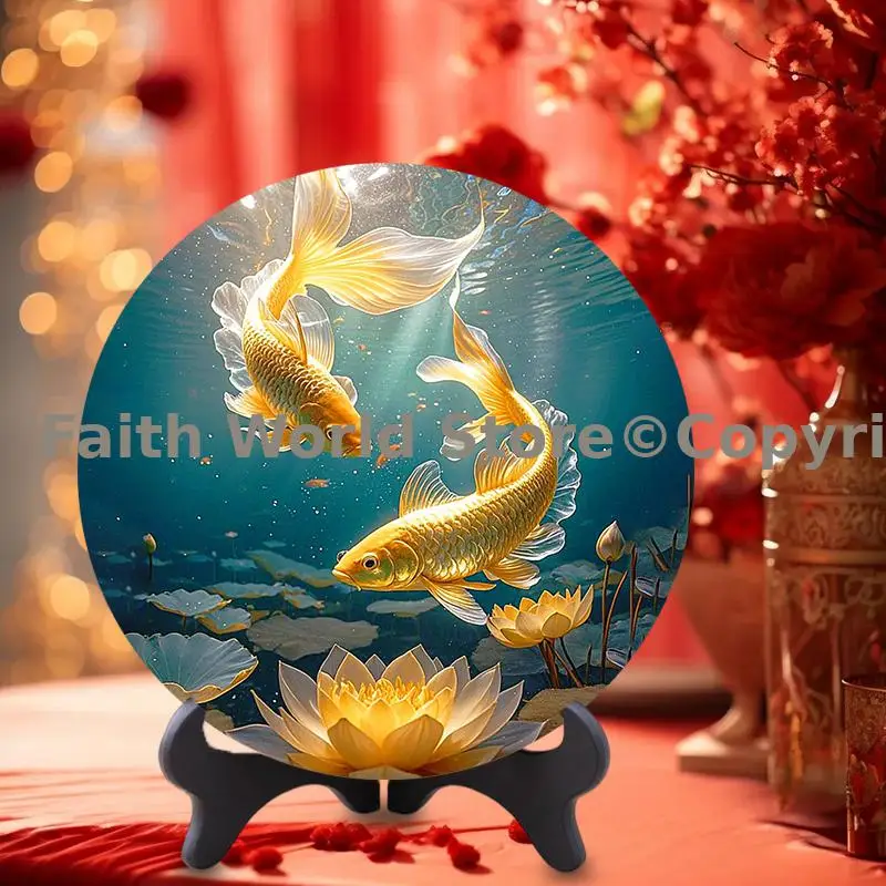 

home office hall ornament lucky golden goldfish Lucky fish auspicious JIN LI Mandala display decoration display gift present