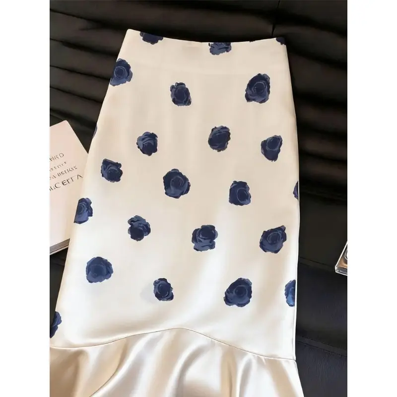 Faldas Largas Korean Fashion Clothing Jupe Long Skirts for Women Korean Style Print Юбка Floral Mermaid Skirt