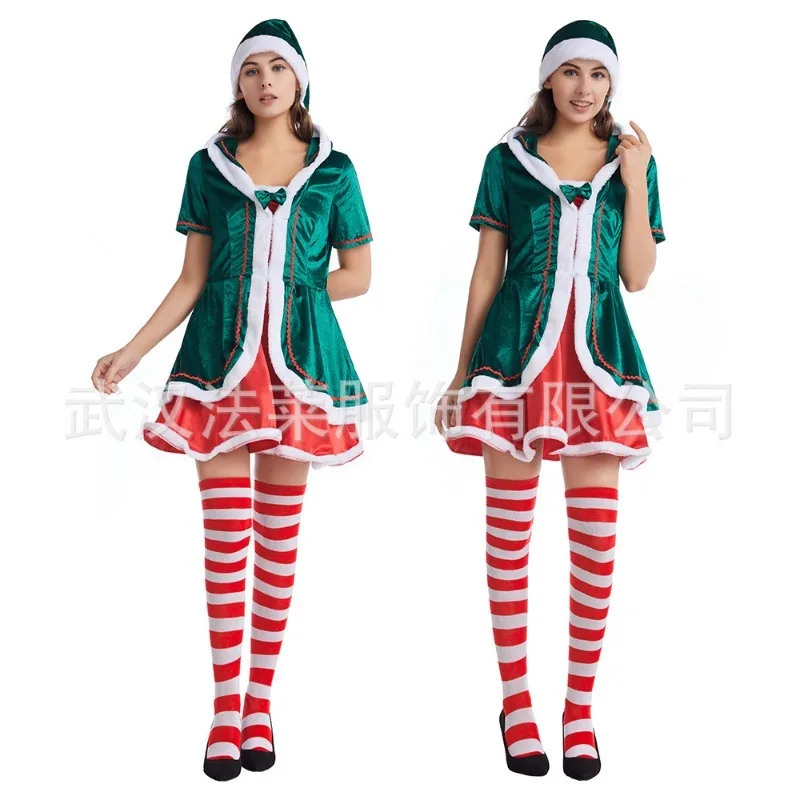 

Christmas Green Christmas Elf Cosplay Set-Unisex Magical Festive Costume-Cute Role Play Outfit for Holiday Parties & Gatherings