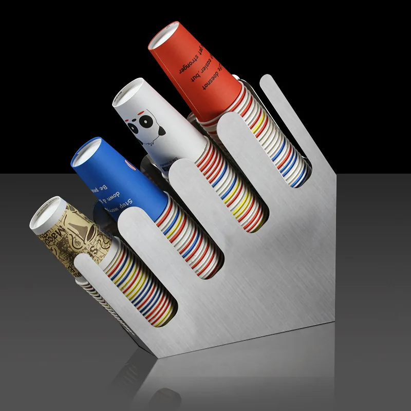 

Restaurant custom stainless steel coffee bubble tea paper cup holder coffee cup dispenser