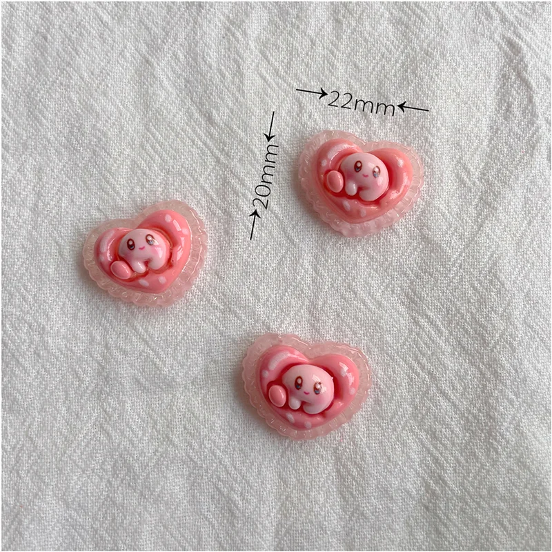 1/30 Stück Eis-transparente Kirby 2cm Harz-Anhänger, niedliche Cartoon-DIY-Teile für Haarspangen und Schmuckzubehör – Detail 10