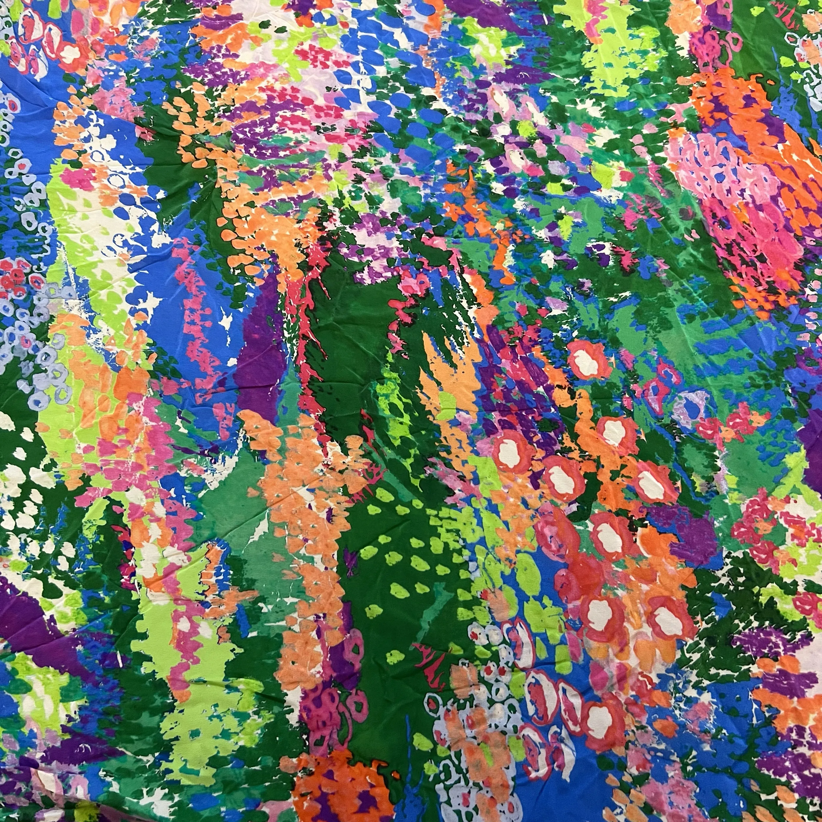 1 meter 100% Mulberry Silk 15 momme Crepe Silk Fabric Colorful Ink Printed 138cm 54