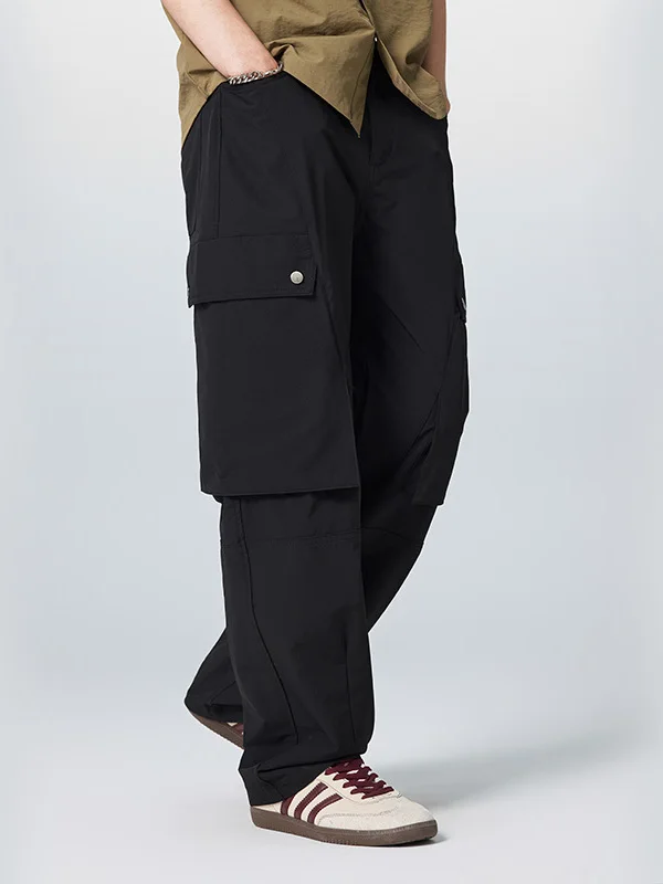 

KGK Ice Silk Qui Dry Мужские повседневные рабочие брюки Свободные широкие слегка эластичные длинные брюки Модная универсальная рабочая одежда Sle ...