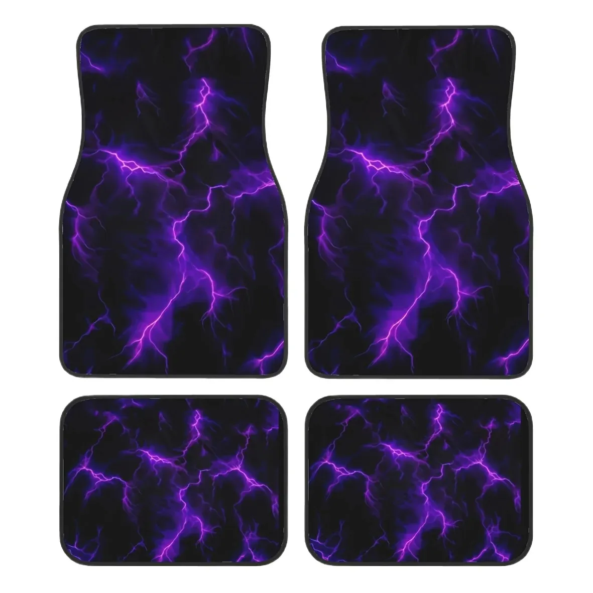 

4pcs Purple Lightning Pattern Car Mats - Polyester Material, Suitable for Sedans and SUVs, Stylish Interior Accessories, Gift
