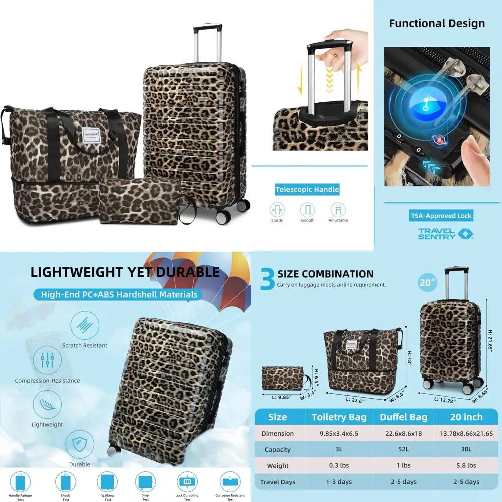 

Набор чемоданов с твердым спиннером из 3 предметов, 20-дюймовая ручная кладь, материал ПК + АБС-пластик, замок TSA, коллекция чемоданов для авиакомпании