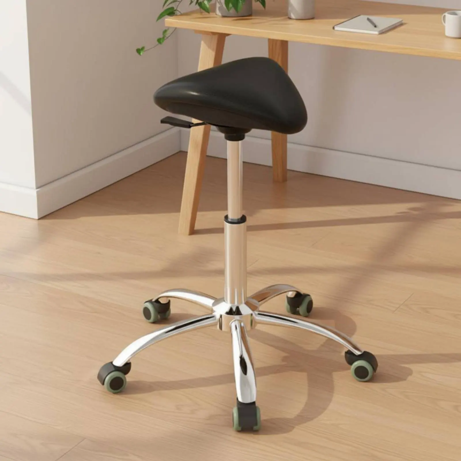 Cadeira Ergonômica Giratória Tipo Sela Reforçada com Assento Acolchoado Grosso, Altura Ajustável e Fácil de Limpar – Móvel de Escritório