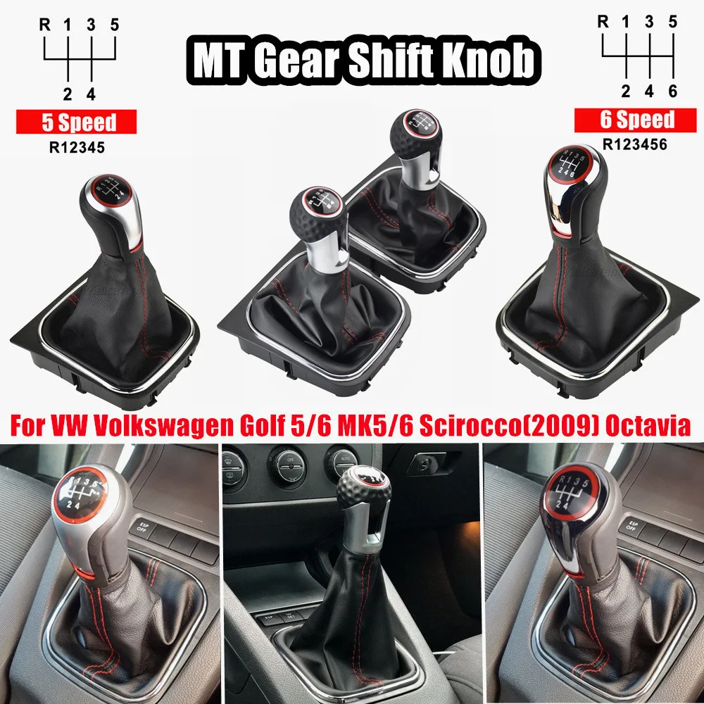 Car Styling For VW Volkswagen Golf 5/6 MK5/6 Scirocco(2009) Octavia Manual Gear Shift Knob Lever Stick Pen 5 6 Speed Hand Ball