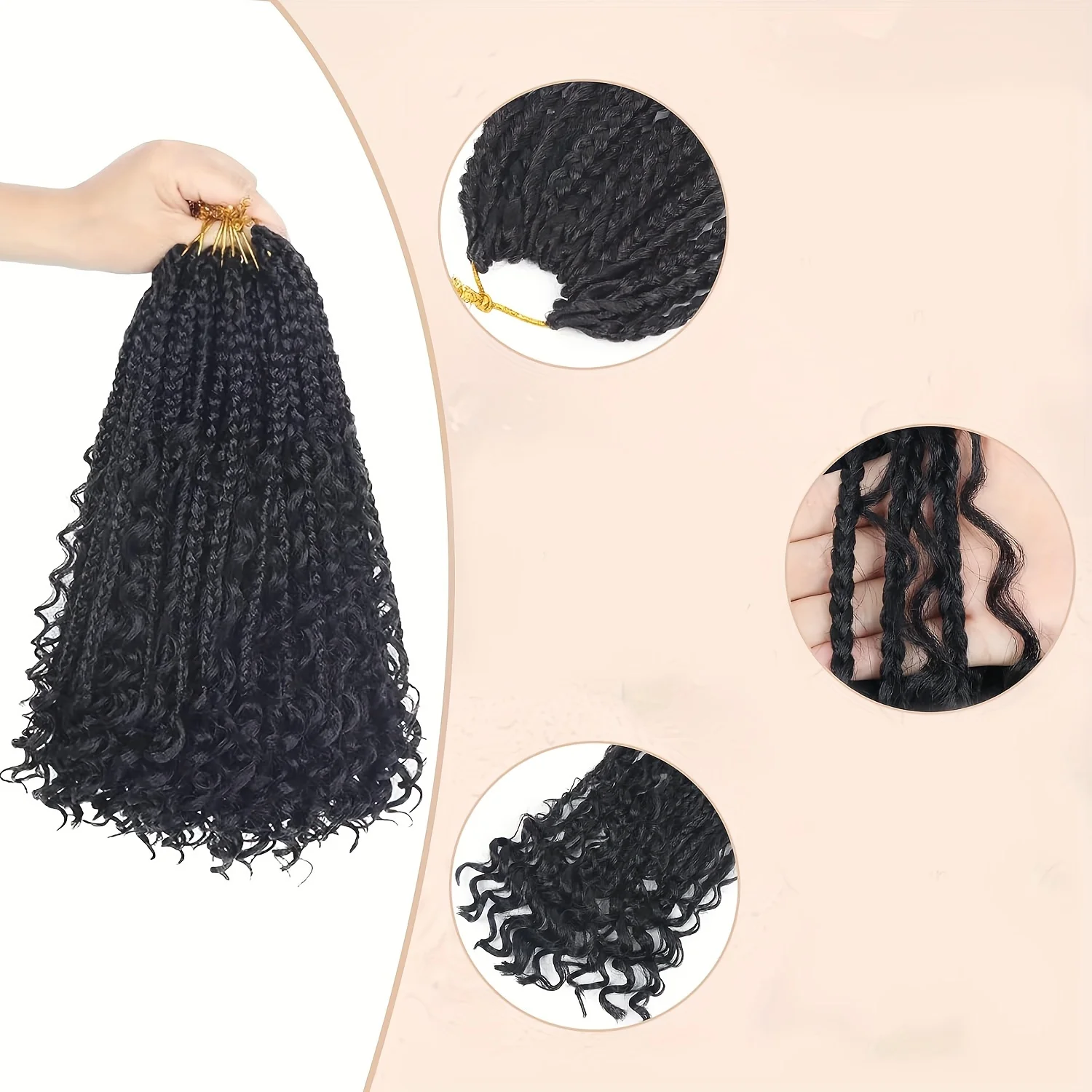 وصلات شعر صناعية - 8 عبوات 1B 8 بوصة ضفائر كروشيه بوهو مموجة عميقة مسبقًا مع أطراف مجعدة بحجم 3X #2