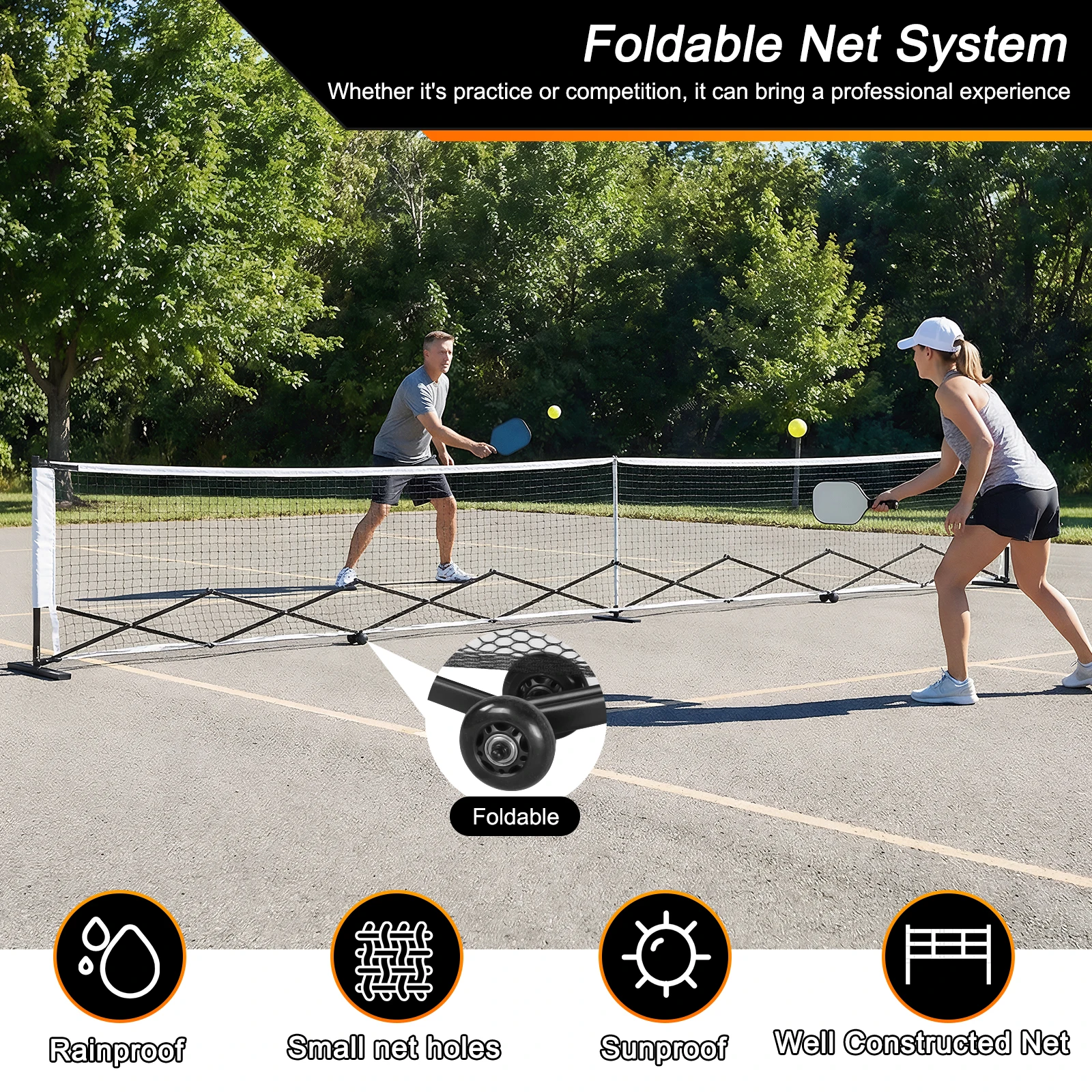 

Professional Pickle Ball Game Net Stand with Wheels Pickleball Training Netting Aluminum Alloy 22ft for Indoor & Outdoor Courts
