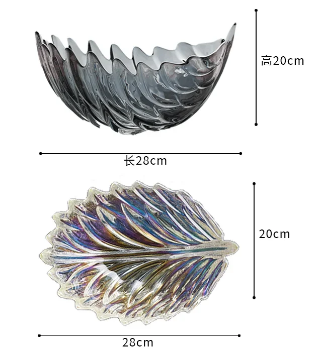European Leaf Fruit Plate Living Room Coffee Table Decoration Home Storage Tray Crystal Glass Dried Fruit Plate Snack Fruit Bowl view 6