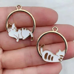 10pcs Enamel Cartoon Cat Charms for Jewelry Making Alloy DIY Charms Pendants Necklaces Earrings Accessories Handmade Craftin