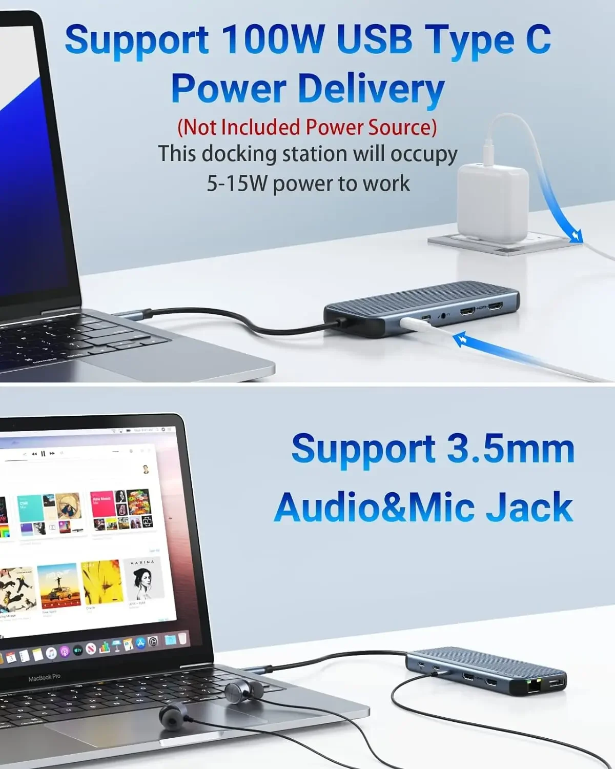 Imagem -05 - Mokn-usb c para Dual Docking Station 8k Hdmi dp Usb 3.1 Rj45 sd tf Áudio pd 100w Adaptador para Macbook Ipad Pro Air