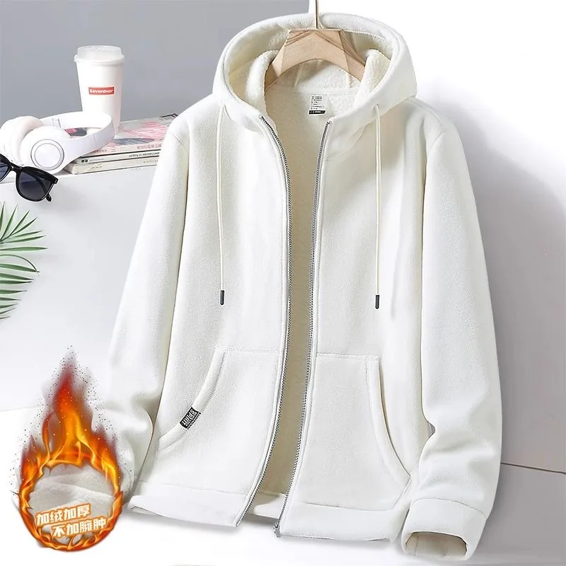 2024 Autumn/Winter New Fashion Trend Solid Color Cashmere Jacket Men\'s Casual Loose Comfortable Thick Warm High Quality Coat 5XL