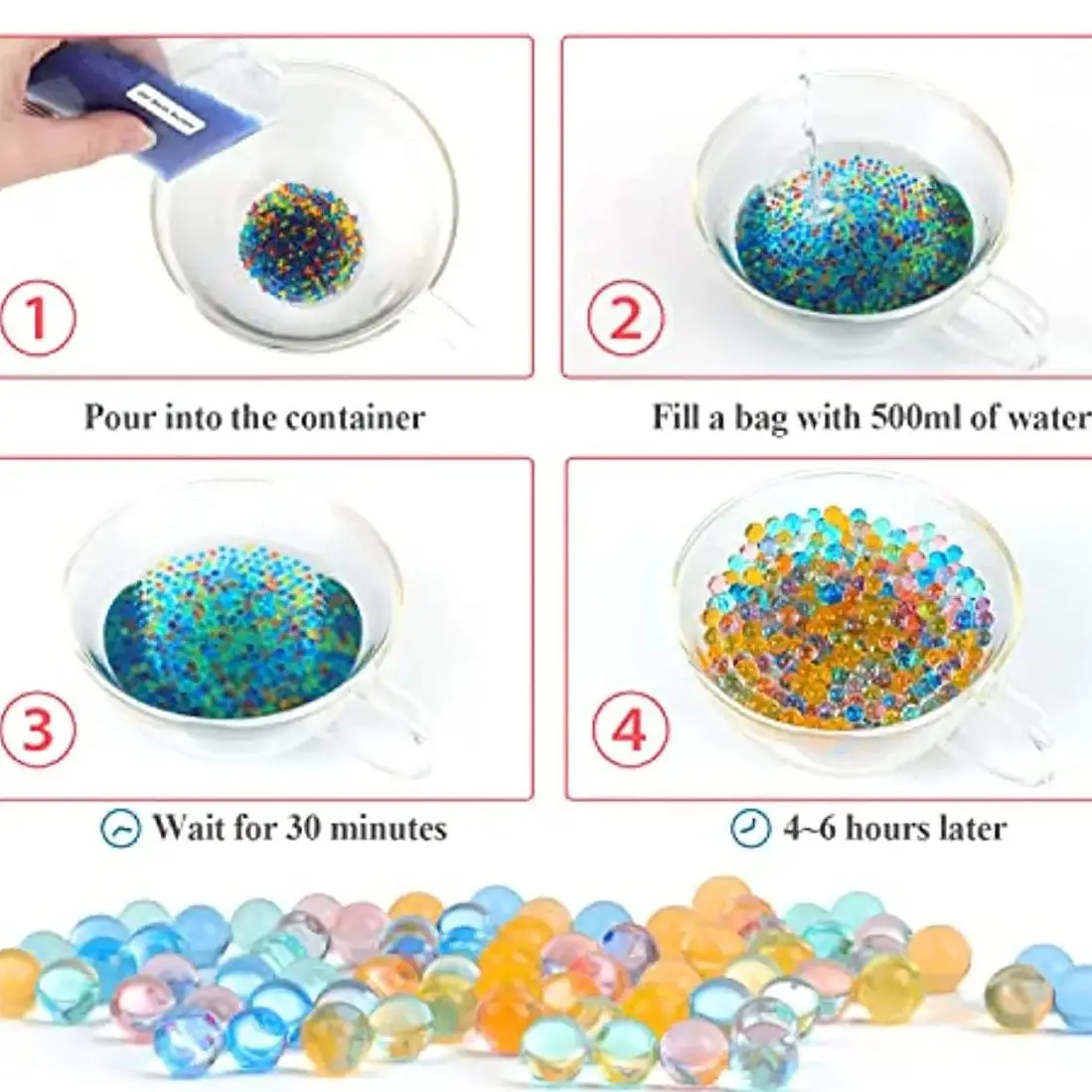 7-8 mm Growth Refill Ammo Beads for Orbeez Water Gun Orby Gun Gel Water Ball Blaster Ammo Splat Beads Home Decor Wedding Flowers