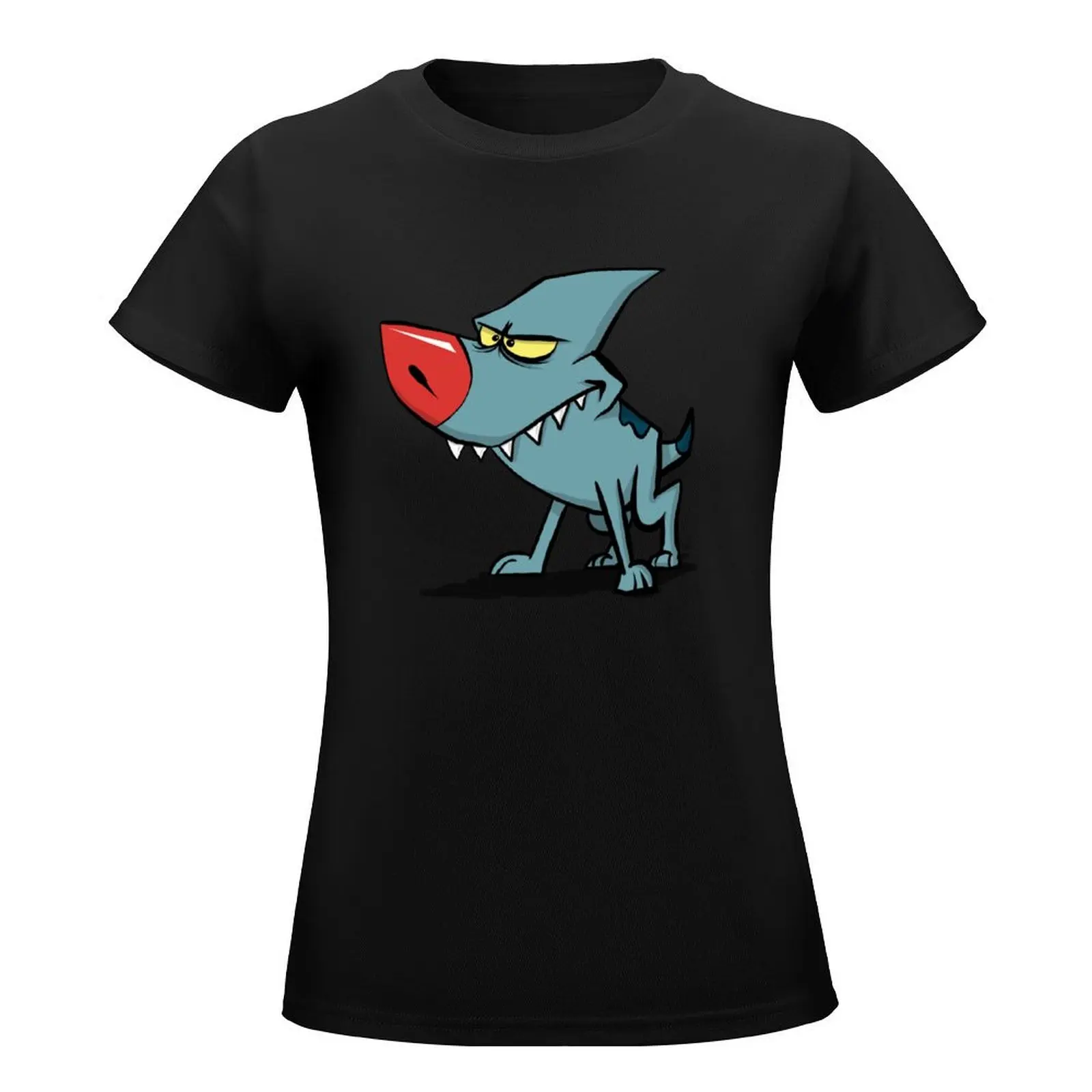 Sharky The Dog เสื้อยืดลายกราฟฟิคสำหรับผู้หญิงเสื้อยืดลายกราฟฟิคแขนสั้นสำหรับเสื้อผ้าหน้าร้อน