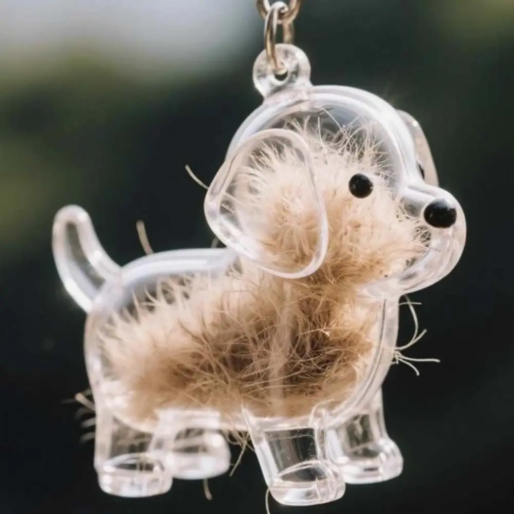 Hundeförmige Aufbewahrungsbox für Hundehaare, Haarpflege, transparenter Haustierhaarschlüsselanhänger, Acryl, DIY, handgefertigte Welpen-Anhänger, Schmuckgeschenk – Detail 8