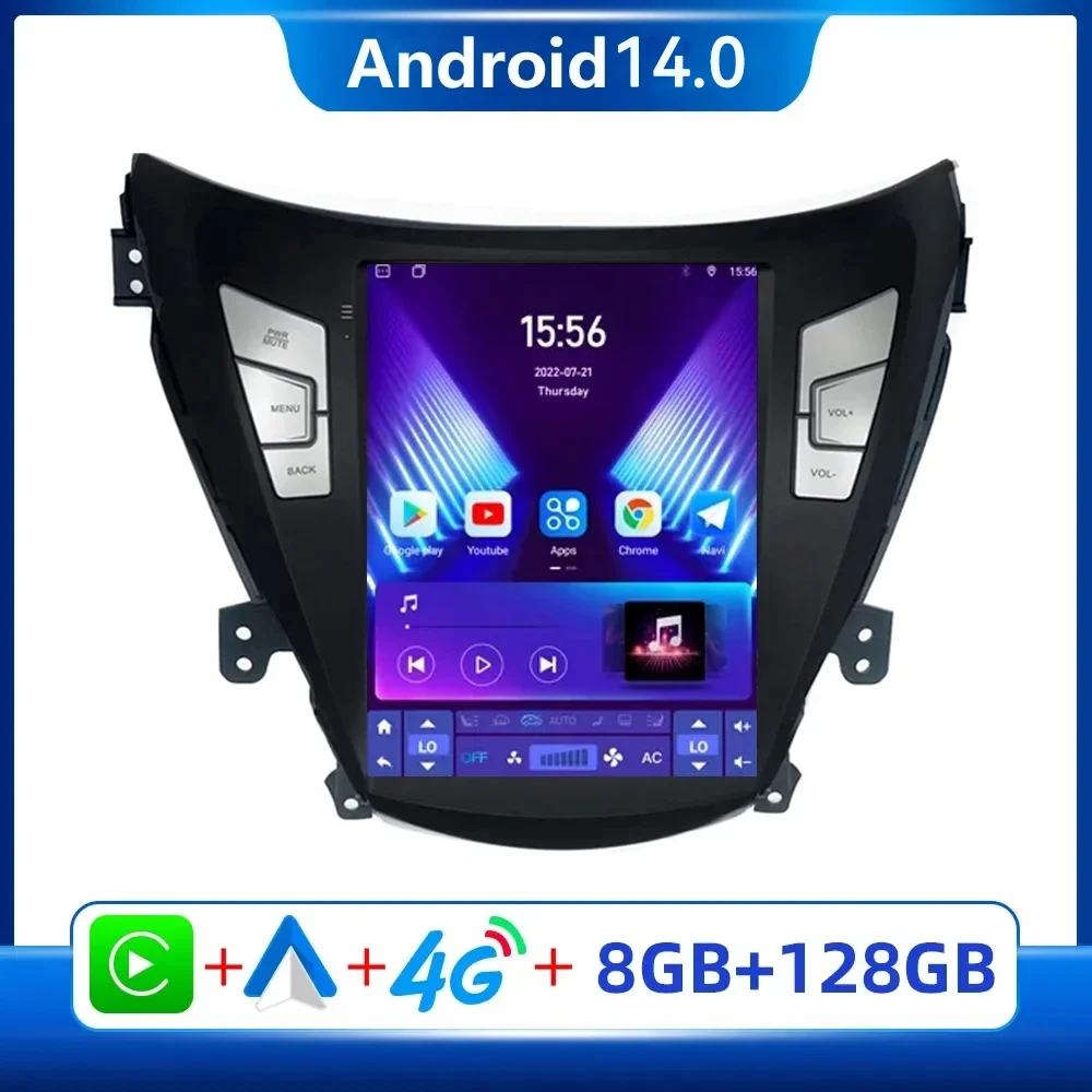 For Hyundai Elantra 5 JK GD MD UD 2011 2012- 2015 For Tesla Style Screen Car Radio Multimedia Video Player Navigation 4G Carplay 