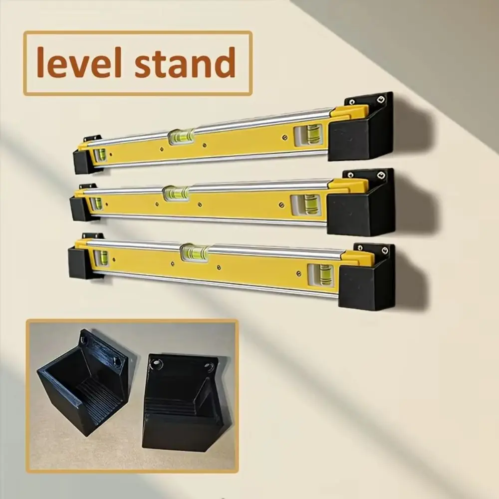 2PCS Plastic Wall Mounted Storage Rack Open Front Mounting Holes Spirit Level Holder Space Saving Ribbed Base Level Tool Holder