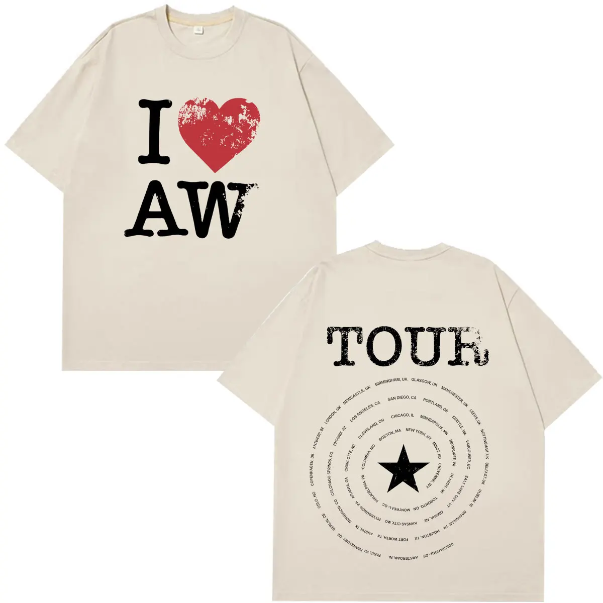 Alex Warren Tour 2026 Merch T-Shirts für Männer und Frauen, Modisches T-Shirt, Sommer, Kurzarm, Locker, Lässig, Hip-Hop T-Shirts, Streetwear – Detail 2