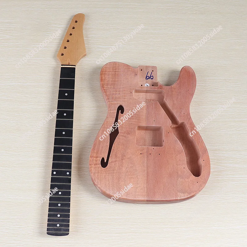 TL single F hole electric guitar DIY work in progress set, modified set electric guitar body neck plus maple ogu