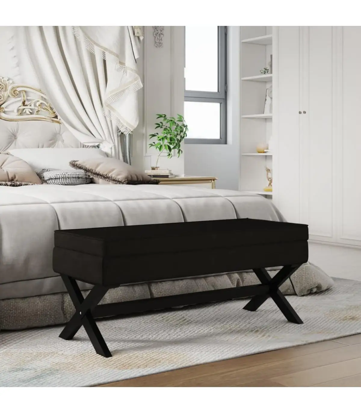 110x45x49 cm black velvet storage stool storage benches