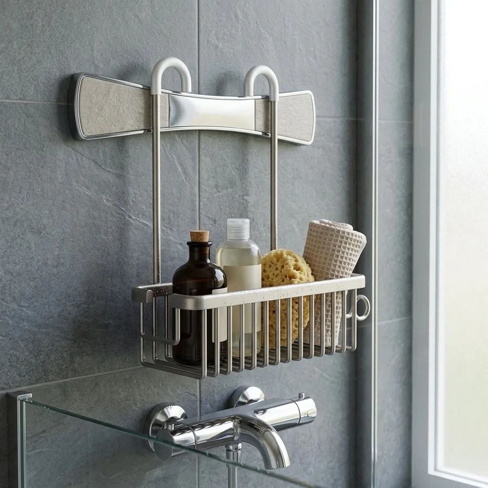 Shower Shelf for Hanging Basket Built for No-Drill Installation Scratch Resistant Hook Coverage and Reliable Daily Use