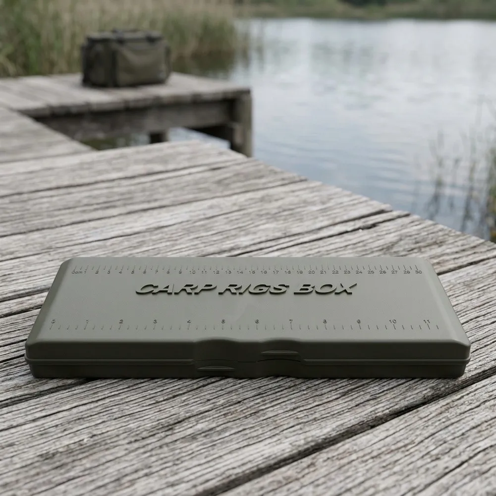 ABS Carp Rig Organizer with Scale Markings Grey 33 12.5 3.6 cm Large Capacity Tackle Storage for Angling Enthusiasts