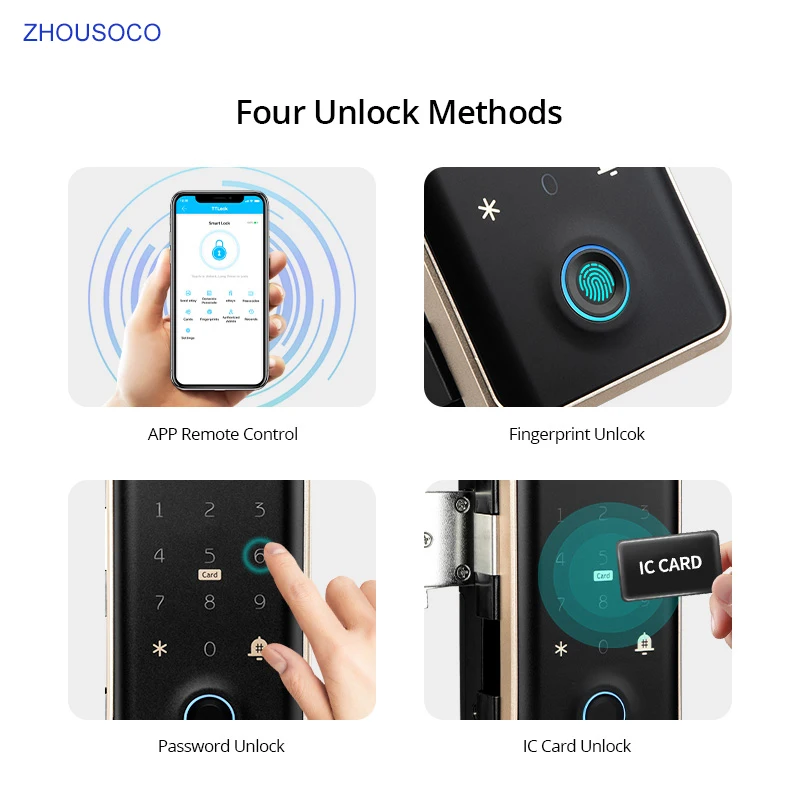 TTLOCK Smart Lock for Glass Door Bluetooth App Fingerprint Password Card Code Electronic Door Lock with Doorbell Sliding Door