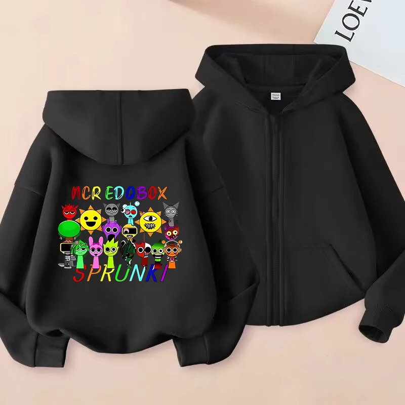 Zipper Sprunki Hoodie Fashion Kids Incredibox Hoodies Zip Up Warm Sweatshirts Children\'s Winter Soft Clothing Cartoon Hoodie