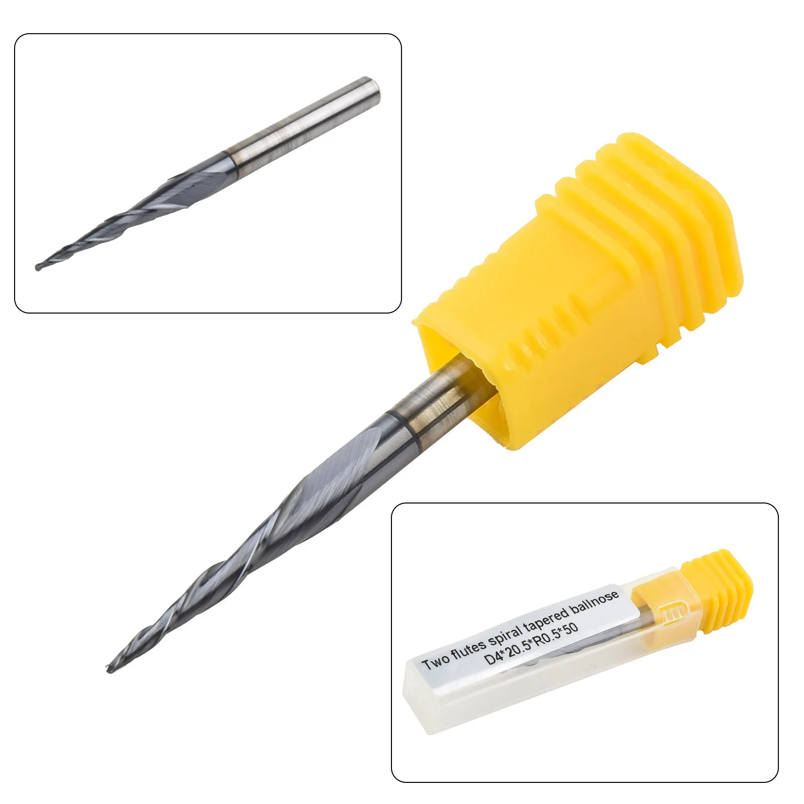 

Cutter End Mill Milling Accessories Drill Bit Ball Nose Engraving CNC Tapered Shank 2-Flute TiAIN Coat Carving